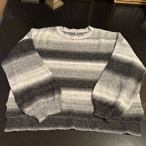 Women's Black and Gray Striped Sweater (Size: Medium)